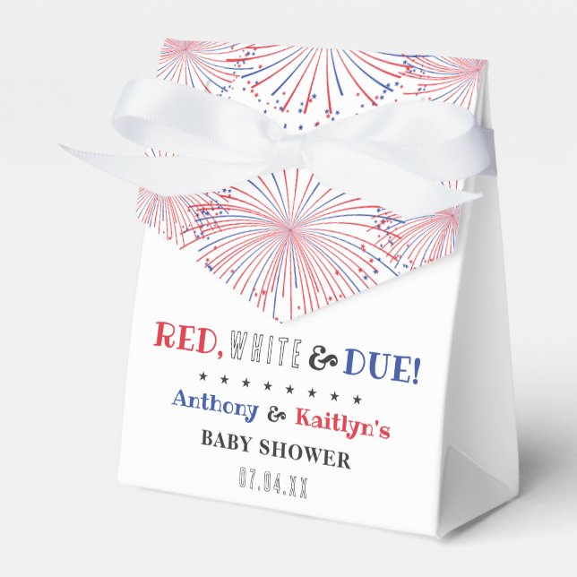 Rot, Weiß & Due! Babydusche am 4. Juli Geschenkschachtel (Vorderseite)