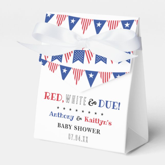 Rot, Weiß & Due! Babydusche am 4. Juli Geschenkschachtel (Vorderseite)
