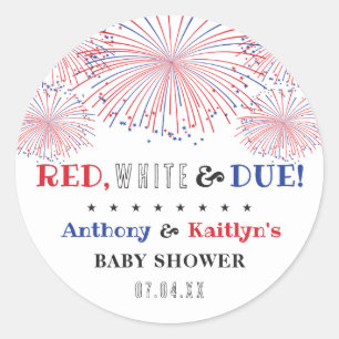 Rot, Weiß & Due! Babydusche am 4. Juli Runder Aufkleber