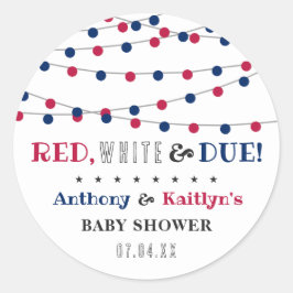 Rot, Weiß & Due! Babydusche am 4. Juli Runder Aufkleber