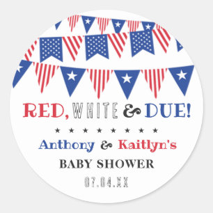 Rot, Weiß & Due! Babydusche am 4. Juli Runder Aufkleber