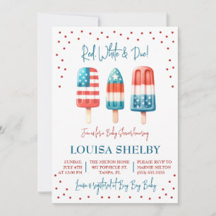 Rot, Weiß & Due! Patriotic Popsicle Baby Dusche Einladung