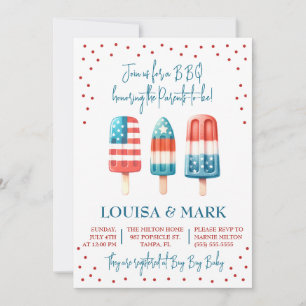Rot, Weiß & Due! Patriotic Popsicle Baby Dusche Einladung
