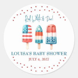 Rot, Weiß & Due! Patriotic Popsicle Baby Dusche Runder Aufkleber