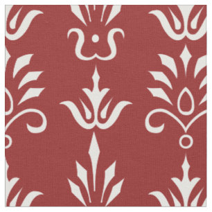 Rot-weiß-elegantes Damastmuster Stoff