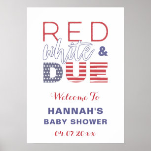 Rot Weiß & FÄLLIG Baby Shower Party Willkommenspos Poster