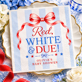 Rot Weiß & Fällig Baby Shower Serviette