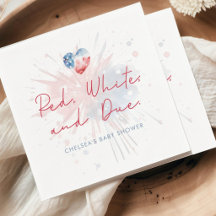 Rot Weiß & Fällig Baby Shower Servietten