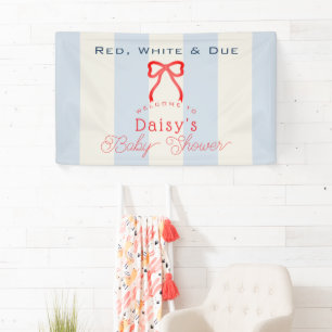 Rot Weiß & Fällig Blau Bogen Streifen Junge Babypa Banner