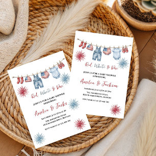 Rot Weiß Fällig Bogen 4. Juli Thema Baby Shower Einladung