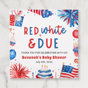 Rot, Weiß & Fällig Geschlechtsneutrale Babyparty Geschenkanhänger