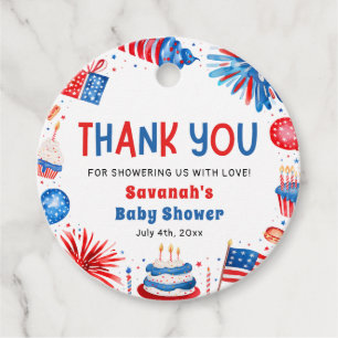 Rot, Weiß & Fällig Geschlechtsneutrale Babyparty Geschenkanhänger