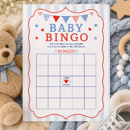 Rot-Weiß-Fällige Baby-Bingo-Spielkarte Einladung