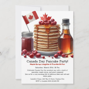 Rot-Weiß-Feier Canada Day Pfannkuchen-Party Einladung