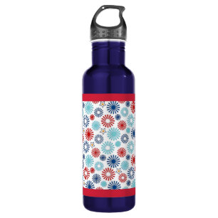 Rot-Weiß-Flasche mit blauem Wasser Trinkflasche