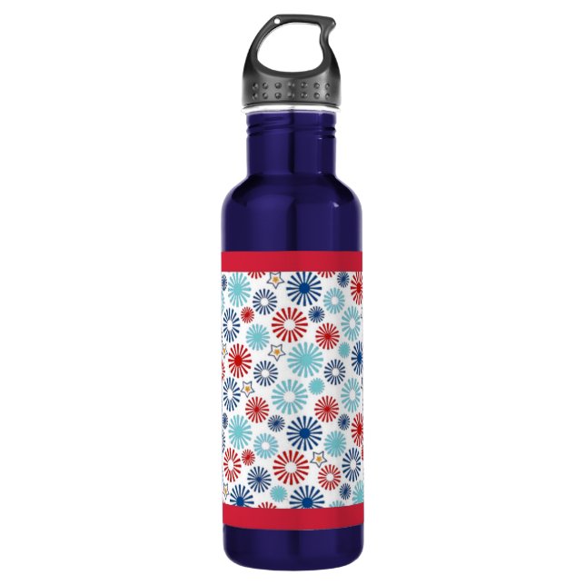 Rot-Weiß-Flasche mit blauem Wasser Trinkflasche (Vorderseite)