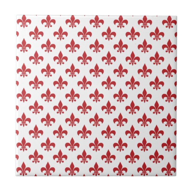 Rot-Weiß-Fleur-de-lys Fliese (Vorderseite)