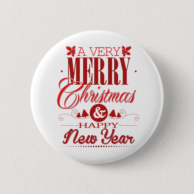 Rot-Weiß-frohe Weihnachtsdekor Button (Vorderseite)