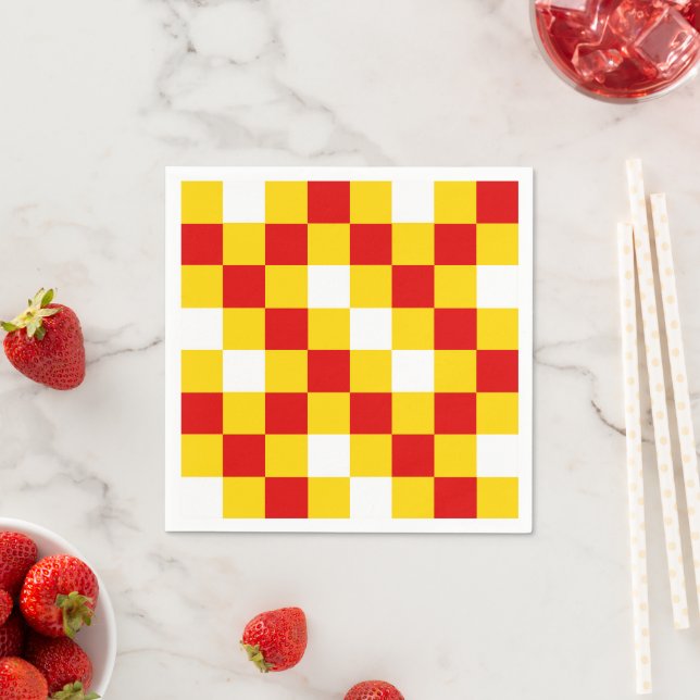 Rot Weiß Gelb Karomuster Design  Serviette (Beispiel)