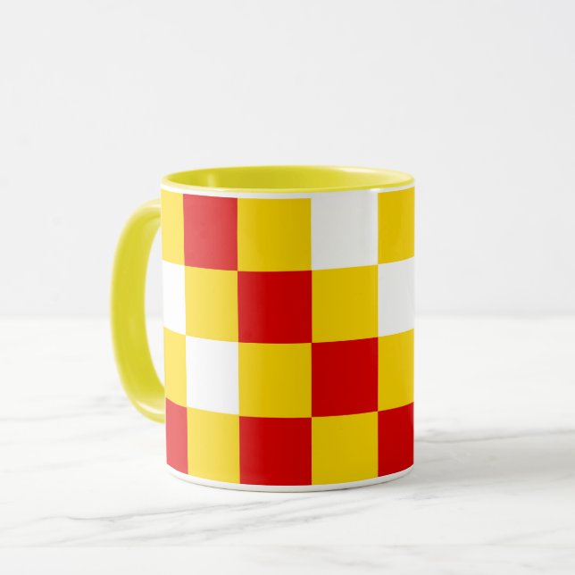 Rot Weiß Gelb Karomuster Design  Tasse (Vorderseite Links)