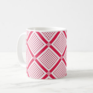 Rot-Weiß geometrisches kariertes Muster Retro Kaffeetasse