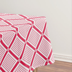 Rot-Weiß geometrisches kariertes Muster Retro Tischdecke