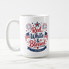 Rot, Weiß & Gesegnet 4. Juli Patriotisch Kaffeetasse