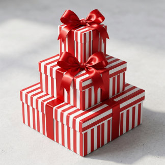 Rot-Weiß-Gestreift  Geschenkpapier