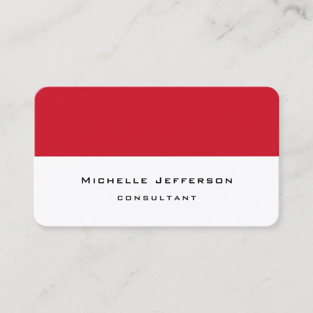 Rot weiß gestreifte Modern Stilvoll Minimalistisch Visitenkarte (Vorderseite)