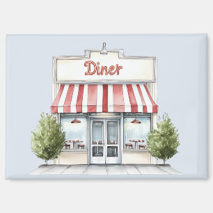 Rot-Weiß-Gestreiftes Diner Magnet