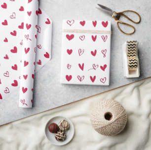 Rot-Weiß-Gezeichnet Valentintagsherz Geschenkpapier