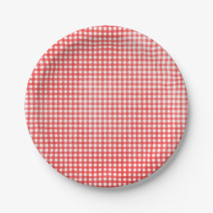 Rot-Weiß-Gingham-Design Pappteller