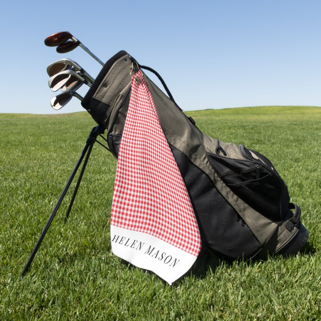 Rot-Weiß-Gingham-kariert Golfhandtuch (Gras)
