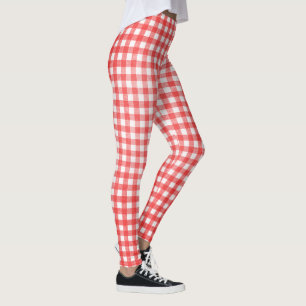 Rot-Weiß-Gingham-Muster Leggings