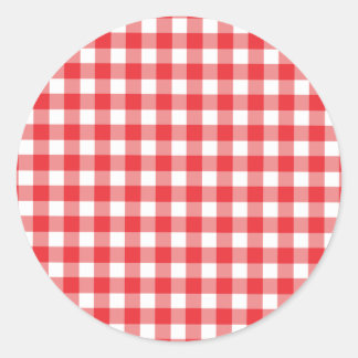 Rot-Weiß-Gingham-Muster Runder Aufkleber