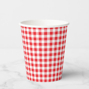 Rot-Weiß-Gingham-Party Pappbecher