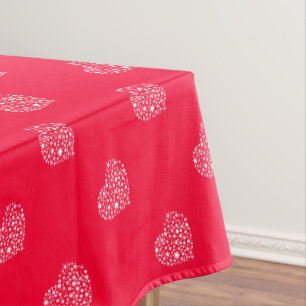 Rot-Weiß-Glitter-Herz Tischdecke
