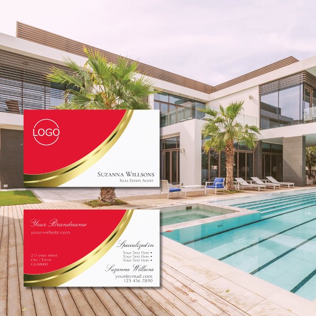 Rot-Weiß-Gold-Dekoration mit Logo Visitenkarte (Von Creator hochgeladen)