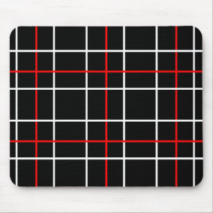 Rot-Weiß-Grafische Linien Schwarz Kariertes Design Mousepad