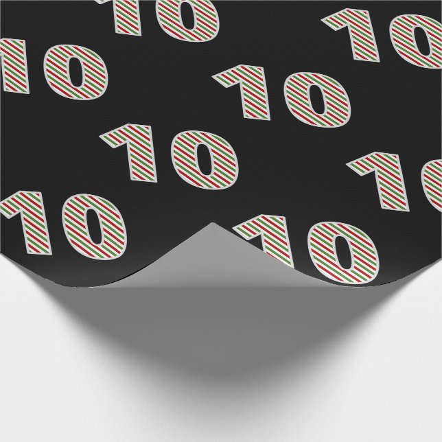 Rot, Weiß, Grün "10" 10. Veranstaltung am Weihnach Geschenkpapier (Ecke)