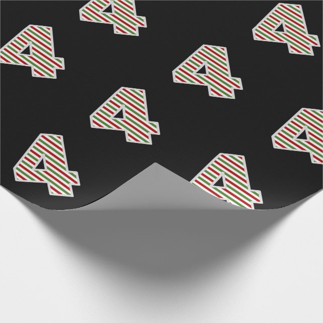 Rot, Weiß, Grün "4" 4. Weihnachtsfeier Geschenkpapier (Ecke)