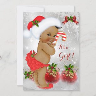 Rot Weiß Grün Weihnachten Baby Shower Mädchen Ethn Einladung