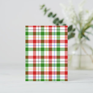 Rot-Weiß-Grünes Flanell-Karo-Design Postkarte