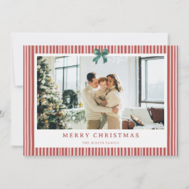 Rot-weiß-grünes Weihnachts-Foto mit Schleife als W Feiertagskarte