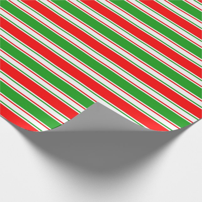 Rot, Weiß, Grünstreifen/Linse Geschenkpapier (Ecke)
