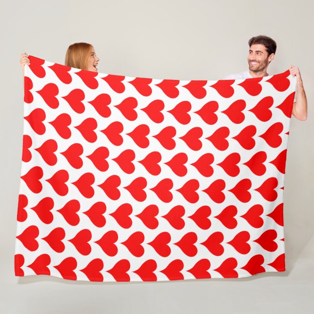 Rot-Weiß-Herzen-Muster Fleecedecke (Beispiel)