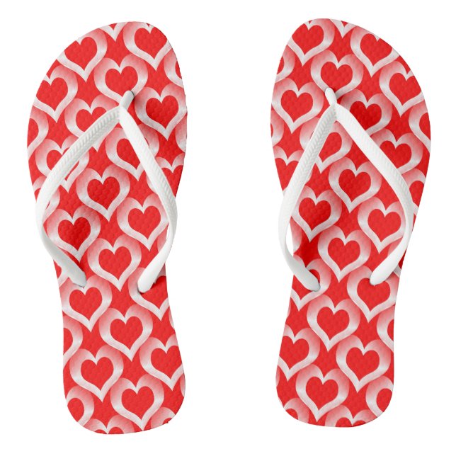 Rot Weiß Herzen Muster Flip Flops (Fußbett)