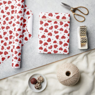 Rot-Weiß-Herzen-Muster Geschenkpapier