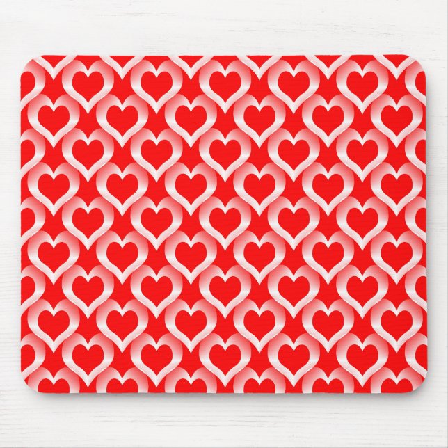Rot Weiß Herzen Muster Mousepad (Vorne)