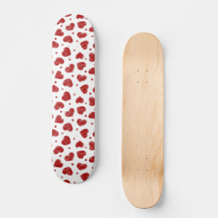 Rot-Weiß-Herzen-Muster Skateboard